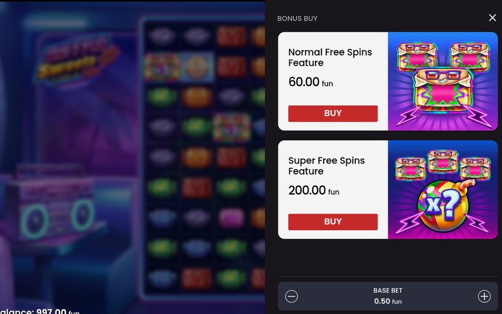 Bonus round screen as it appears during play