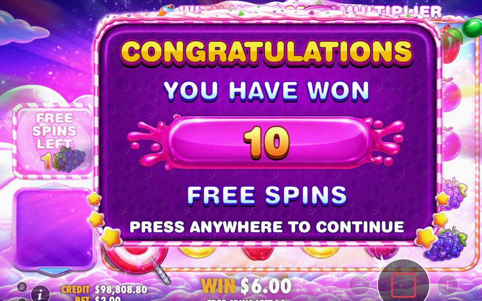 Multiplier bombs landing during the Free Spins round